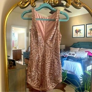 Gold sequin mini dress